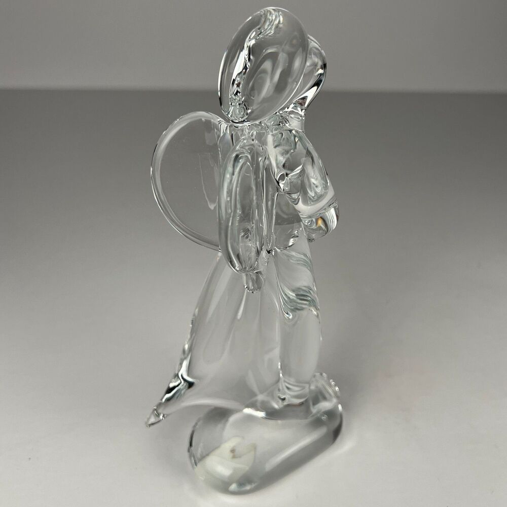 Vintage Toscany 7" Lead Crystal Angel Statue Art Deco Praying Halo Heavy Solid - Picture 2 of 9